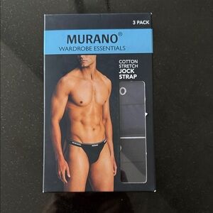 Murano Men's Cotton Stretch Jock Strap 3-Pack - Black #598